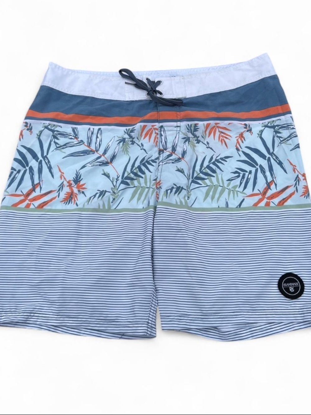 Islandhaze Men's Striped Swim Shorts - White & Navy